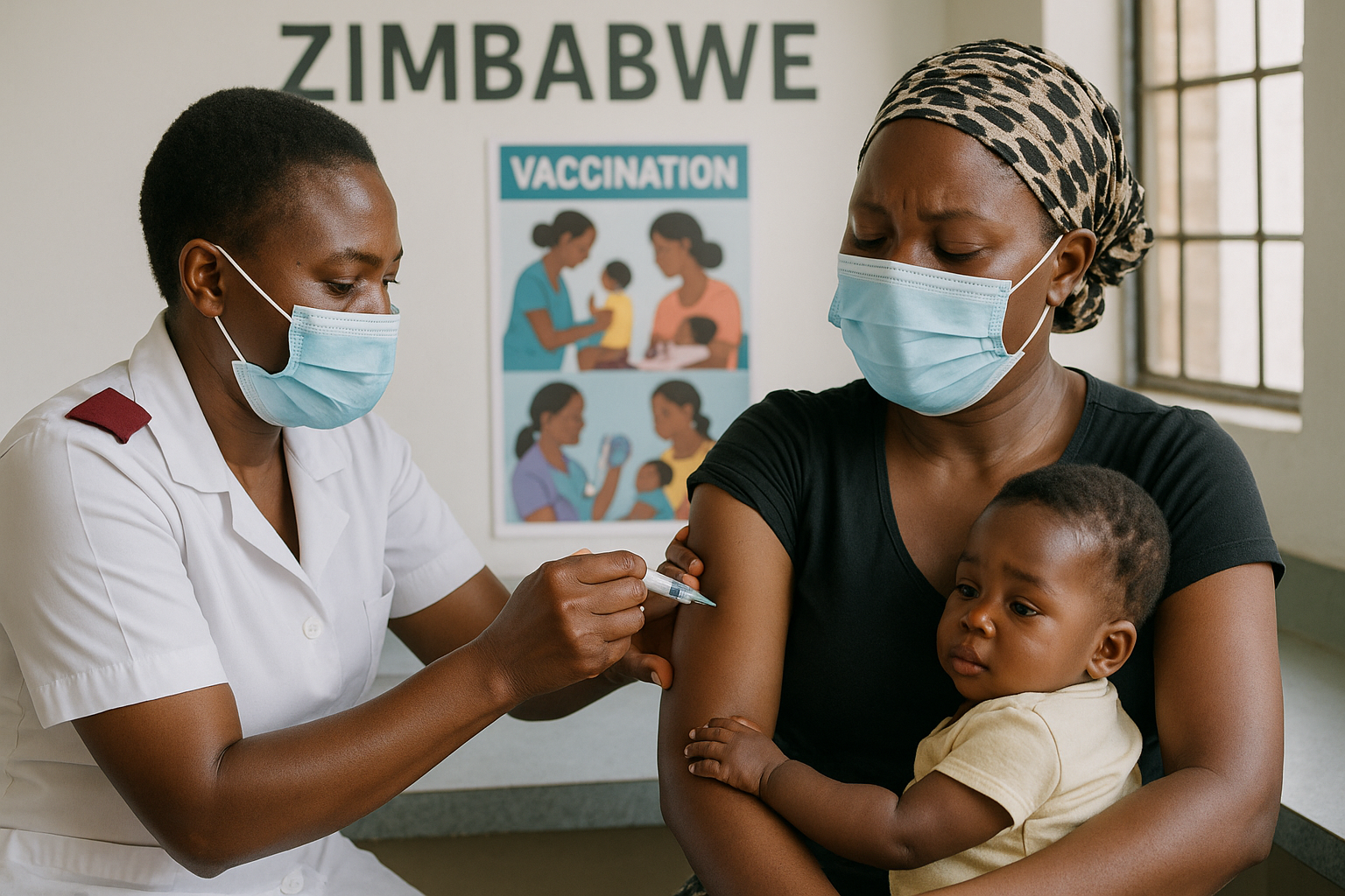 Vaccination Moment in Zimbabwe Clinic Vaccination Moment in Zimbabwe Clinic